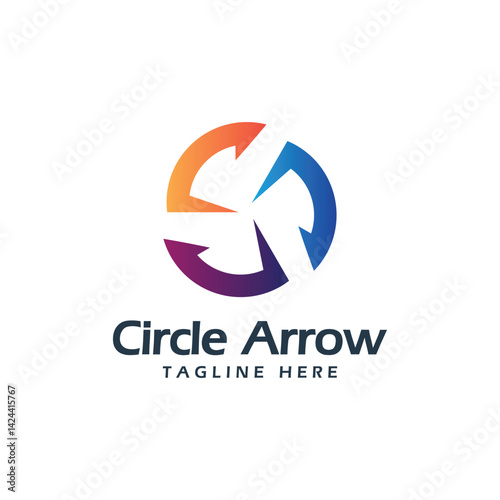 Circle arrow colorful logo design concept for exchange trading business finance company start up