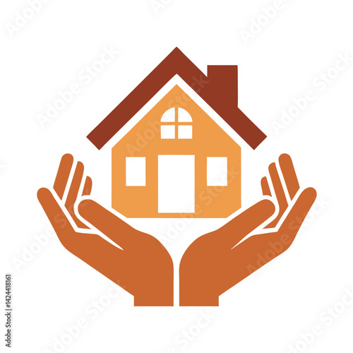 Home in hands logo concept for real estate