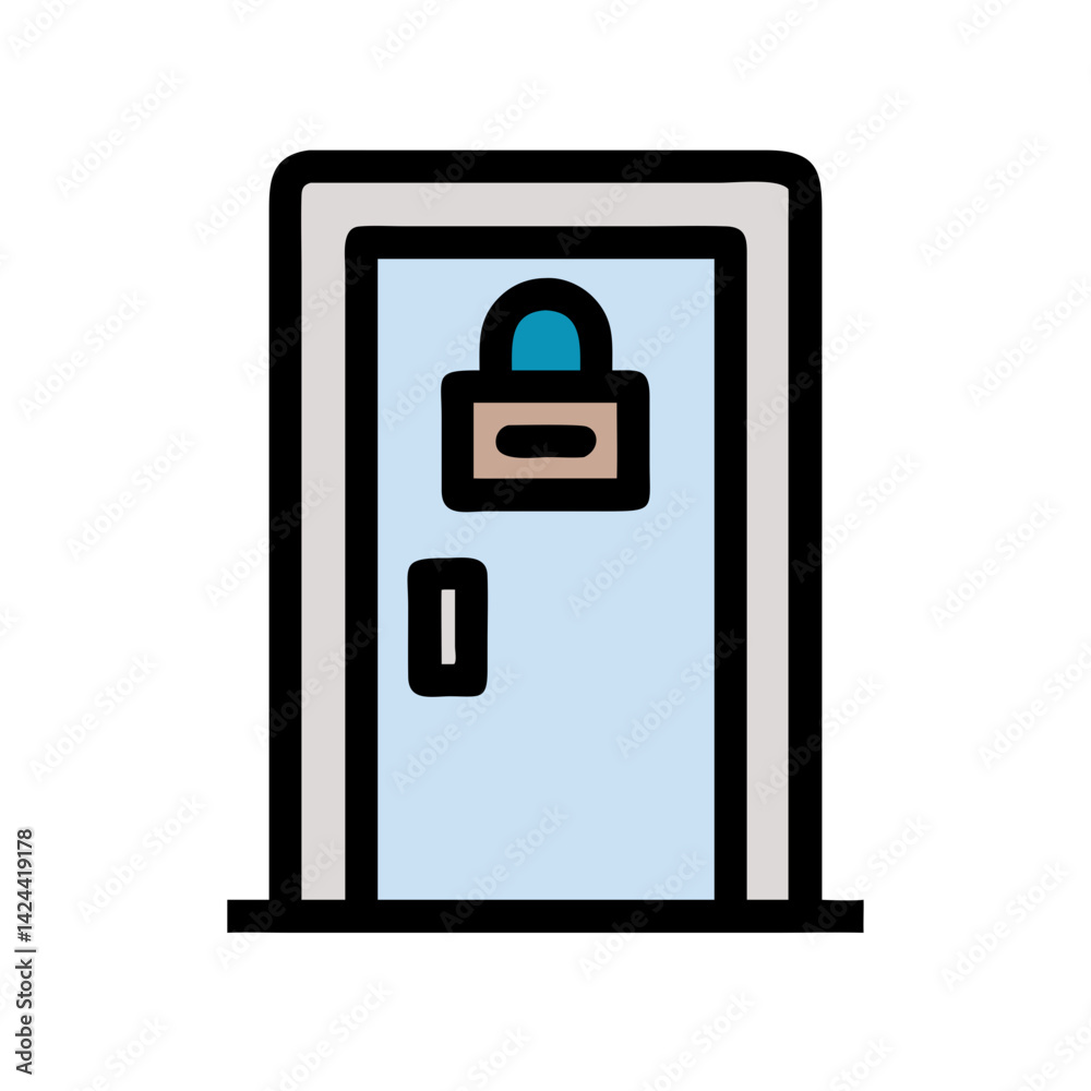 Secured Door Icon: Privacy, Security, Lockdown, Protection