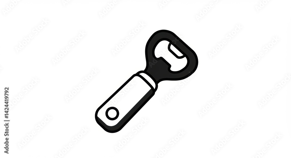 Bottle Opener Icon: Simple Black and White Outline on a Clean Background. Bottle Opener Icon: Simple Black and White Outline on a Clean Background.