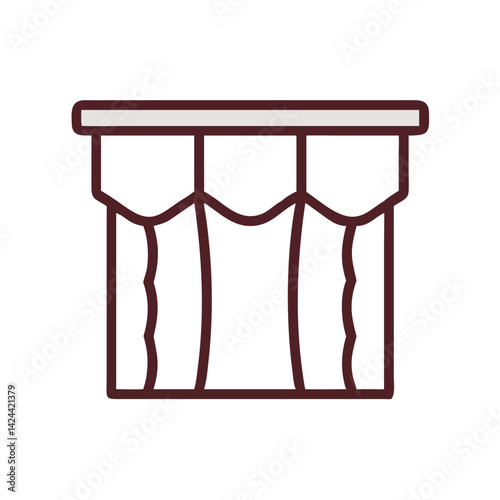 Simple Outline Drawing of Stage Curtains on Black