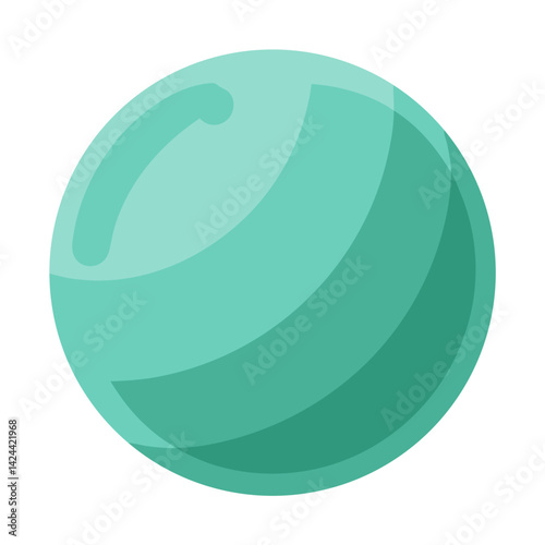 A minimalist, invitingly soft and smooth, sea green fitness ball on neutral backdrop, embodying a sense of balance and holistic wellness.