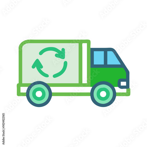 Green Recycling Truck Delivering Sustainable Materials and Solutions