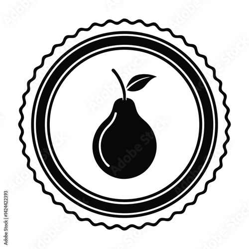Pear Fruit Bowl Silhouette Clipart Black and White