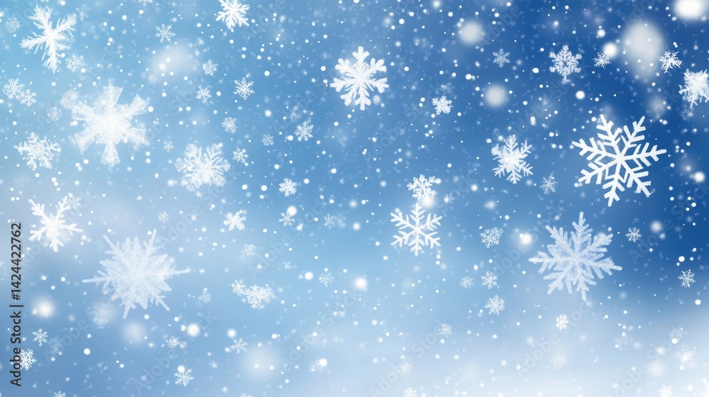 Vector heavy snowfall with snowflakes in different shapes flying in the air Vector heavy snowfall with snowflakes in different shapes flying in the air