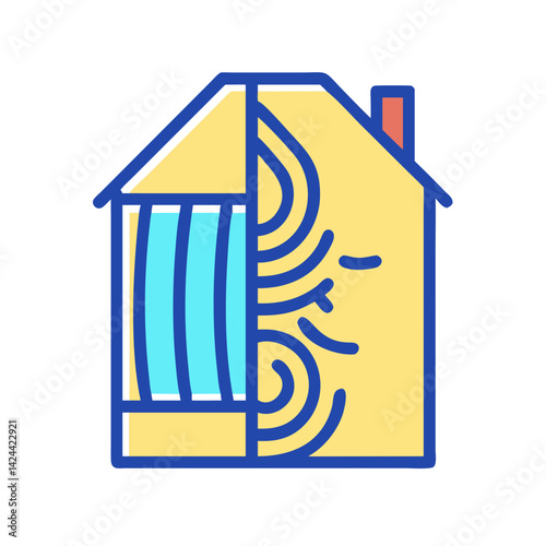 HVAC home illustration of heating and cooling system