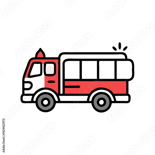 Simple Red Flatbed Truck Illustration on Black Background