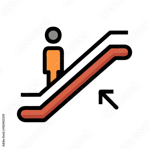Escalator icon, accessibility symbol for transportation on black