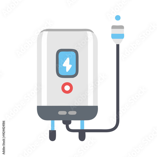Modern Electric Water Heater Icon on Black Background