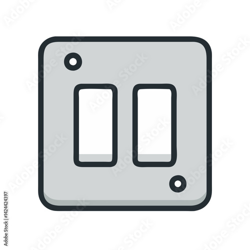 Gray double light switch plate on a black background