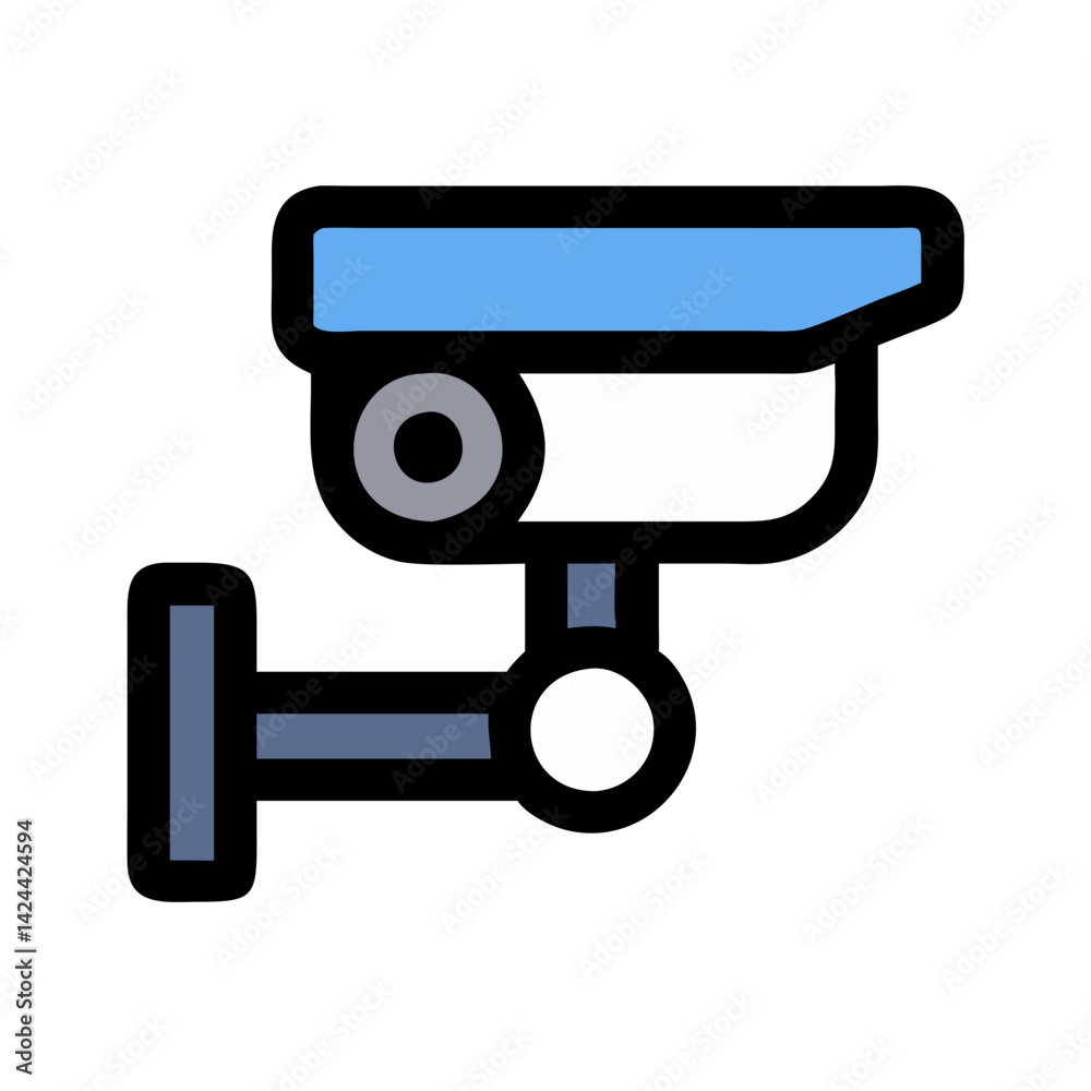 Modern CCTV Camera Vector Icon on a Black Background