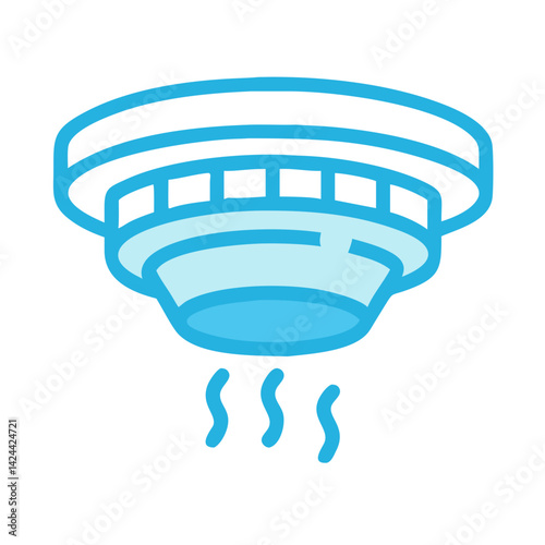Blue smoke detector icon on black background