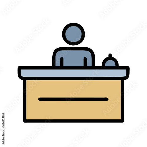 Receptionist at desk vector image illustration, service design