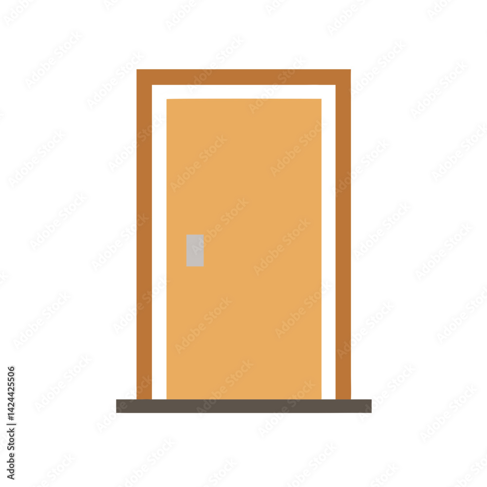 Isolated minimalistic cartoon door vector illustration on black Isolated minimalistic cartoon door vector illustration on black
