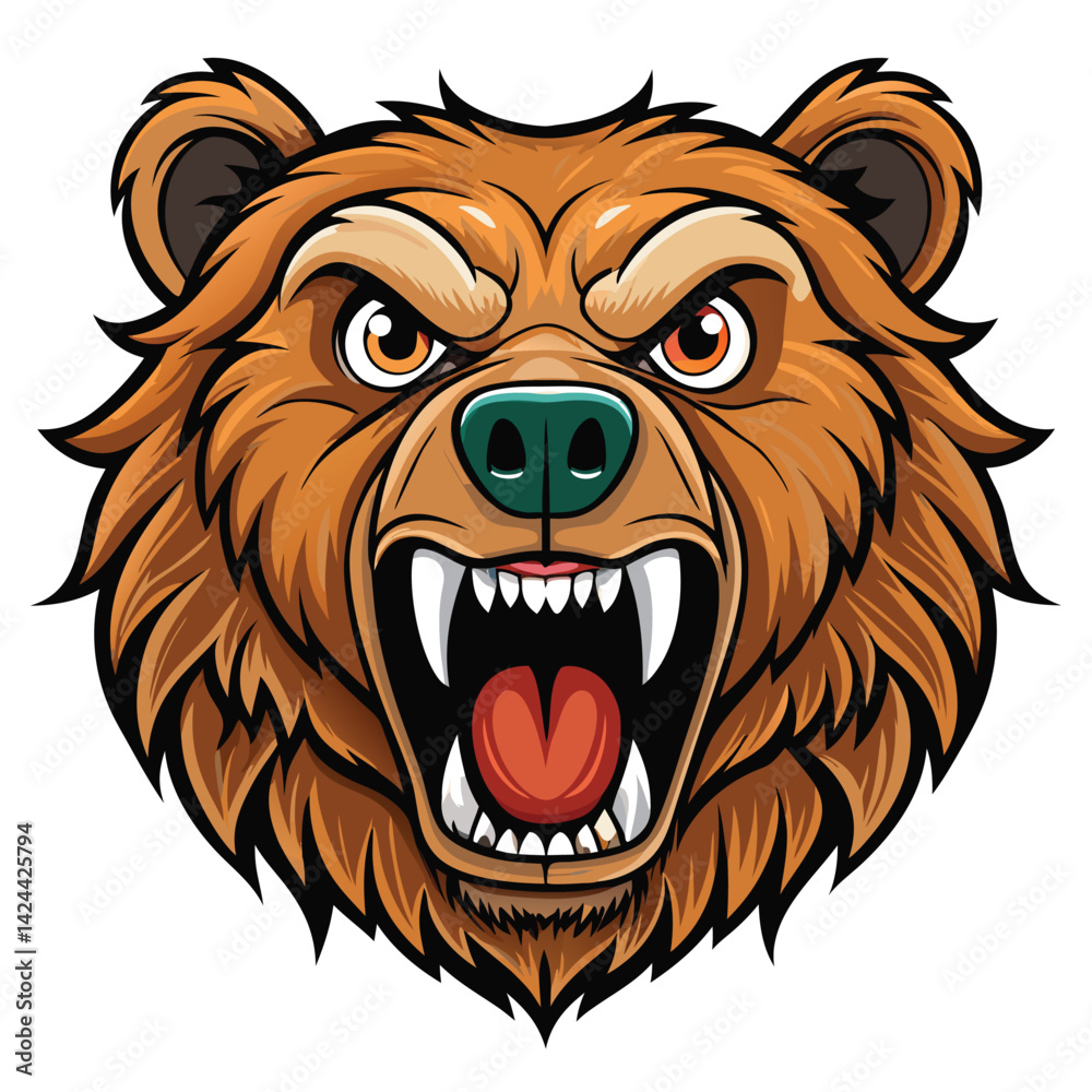 Naklejka premium Angry cartoon bear head