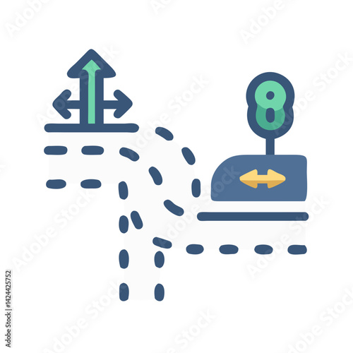 Highway directions illustration with road signs and arrows