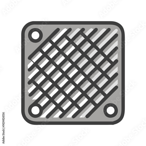 Square manhole cover icon in gray and black
