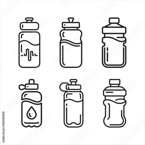 Water bottle flask line art vector illustration