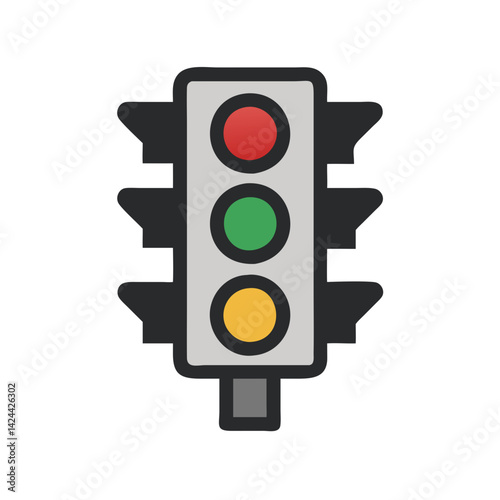 Traffic light icon vector on black background illustration