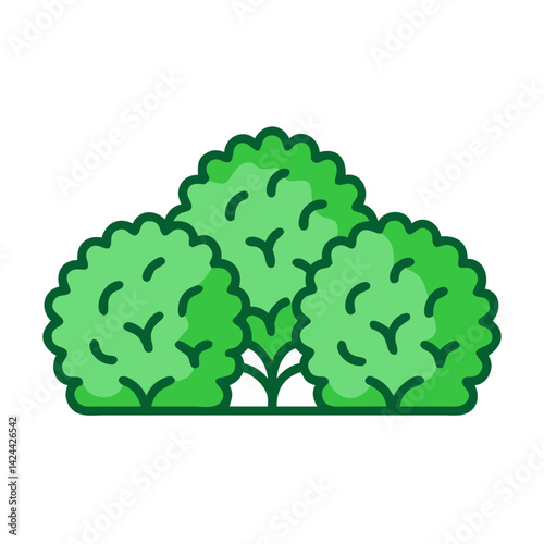 Lush Green Bushes Icon on a Black Background