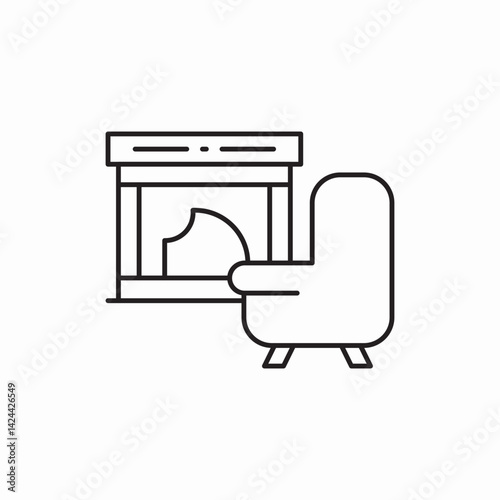 fireplace armchair icon vector sign