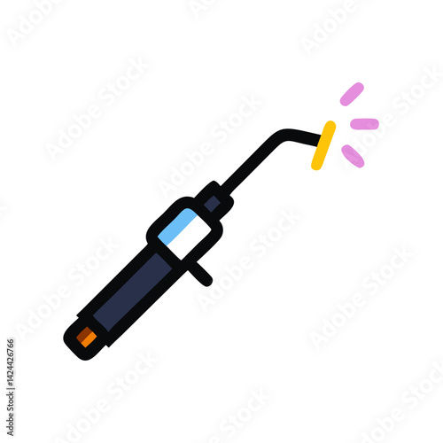 Welding torch vector icon on black background illustration