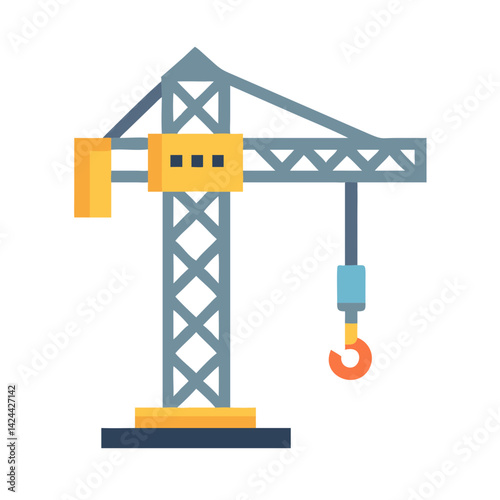 Tower Crane Construction Building Silhouette Illustration on Black