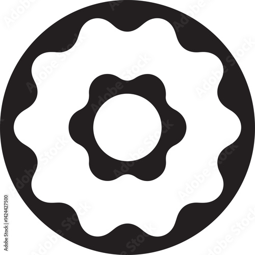 Black And White Donut Icon With Frosting Vector Illustration Design