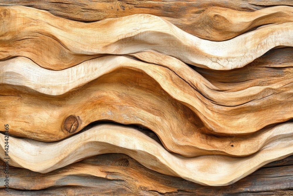 Wood paneling with flowing, wavy grain