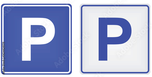 Parking sign with letter P. vector