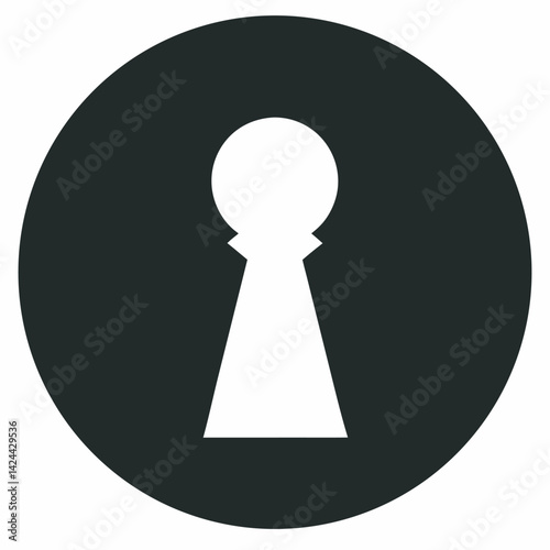 Key Hole Black and White Round Icon  vector silhouette 
