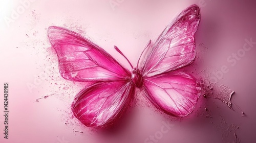 Pink butterfly, abstract design, soft background, elegant, digitally created image