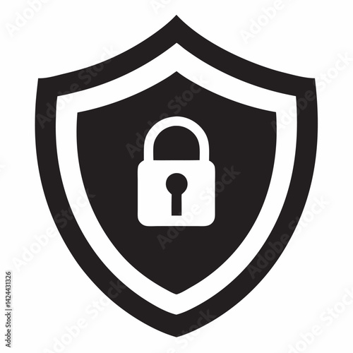 Shield padlock icon design Vector silhouette