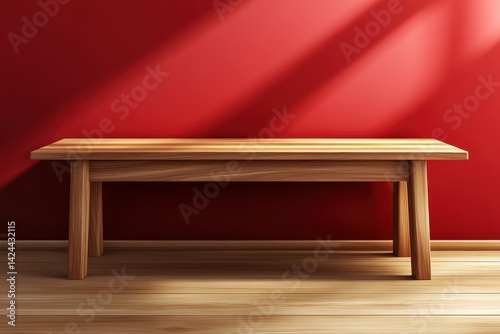 Obraz na płótnie Wooden table in a red room w salonie