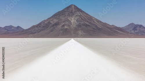 Desert Salt Flat Road Leading to Volcano