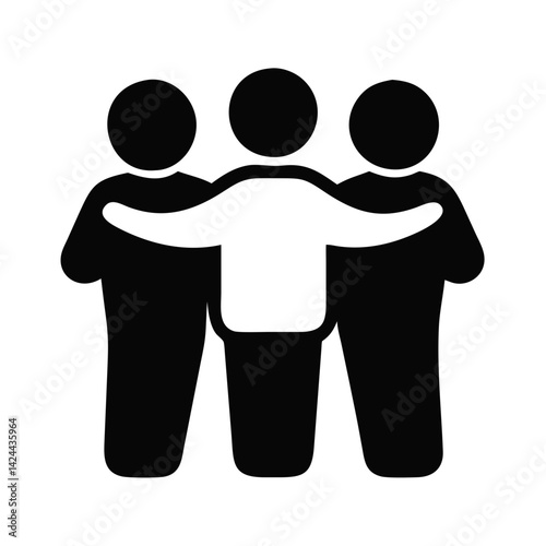 Obraz na płótnie Group of friends hugging together silhouette on a white background w salonie