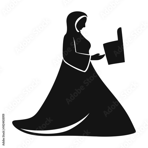 silhouette of bride in wedding dress