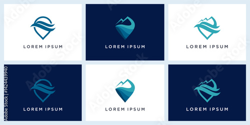 Set of map mountain wave logo