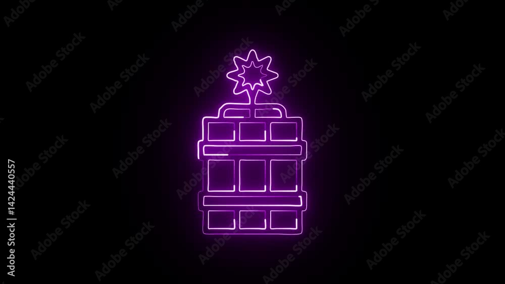 glowing neon dynamite explosion icon, isolated, black background, hd motion graphic animation