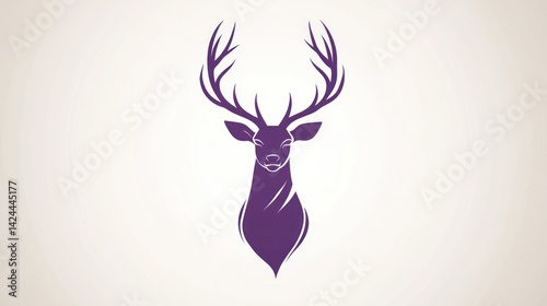 Majestic deer head, antlers, forest background, logo design photo