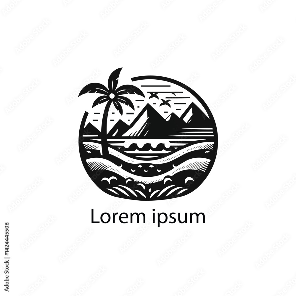 Fototapeta premium A sea beach logo concept 