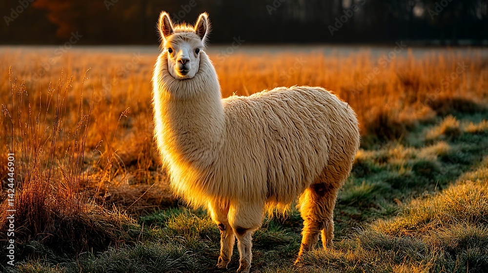 Fototapeta premium Majestic llama in golden light