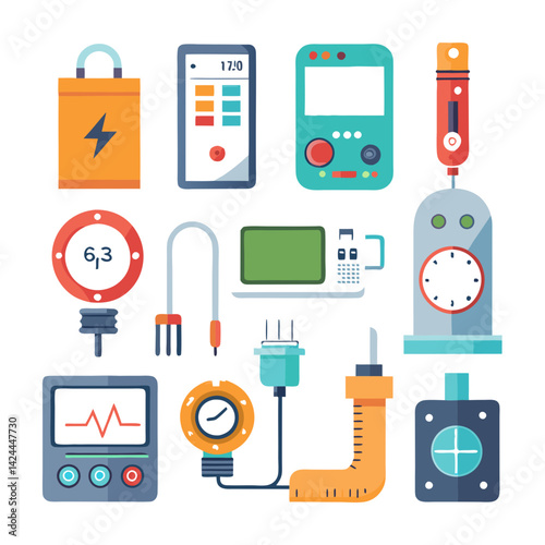 Flat vector illustration of electrical tools for measurement