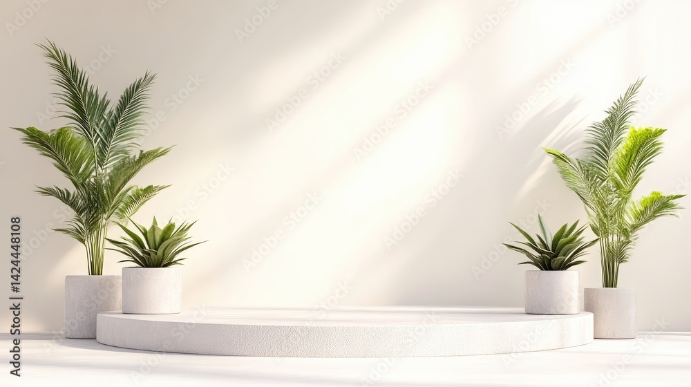 Fototapeta premium Minimalist, sunlit, blank podium
