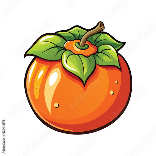 Vibrant cartoon persimmon