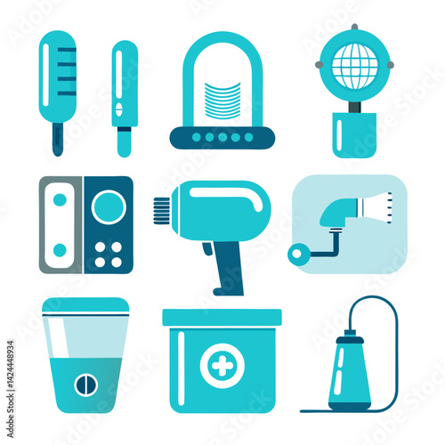 Medical Equipment Icons Set: Minimalist and Modern Design