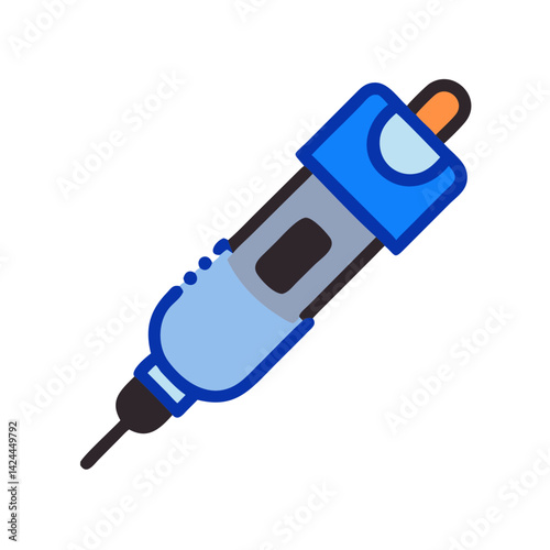 Insulin Pen Isolated Injection Diabetes Device Cartoon Style