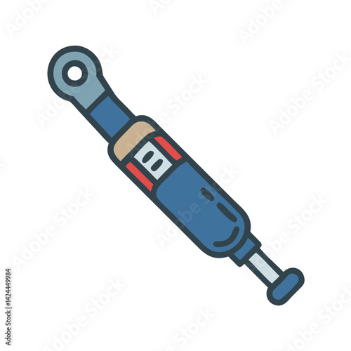 Stylized blue shock absorber illustration on black background