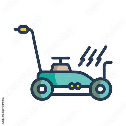 Lawn Mower Vector Illustration for Gardening Services Concept