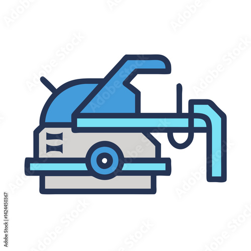 Cartoon style illustration of a laboratory workstation machine